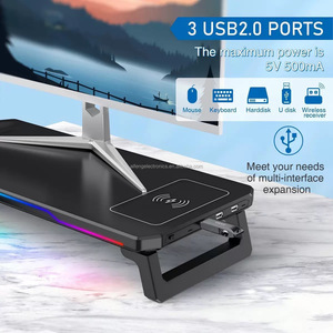 Soporte Elevador Multifuncional para Monitor de Juegos RGB con Hub USB, Organizador de Escritorio Ergonómico Plegable para Streamer, <span class=keywords><strong>PC</strong></span> y Laptop - Product Image 3