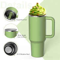 2025 nouveau Design 40oz grande poignée Anti-chute Durable en acier inoxydable Double paroi gobelet avec paille tasse de voyage