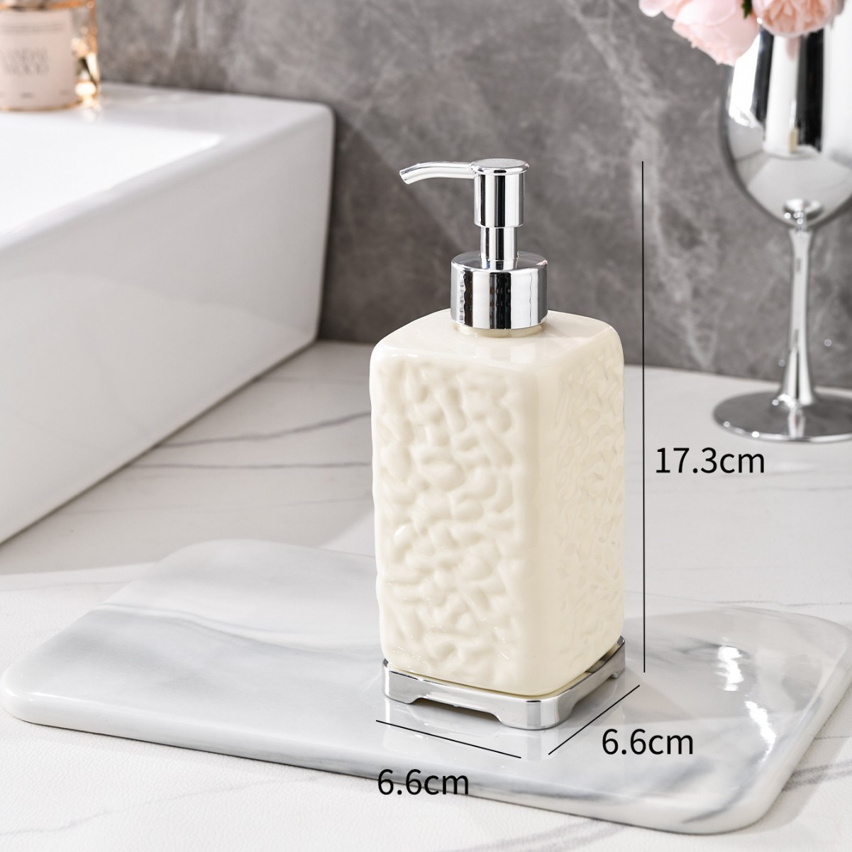 Bouteille fendue carrée à grain blanc