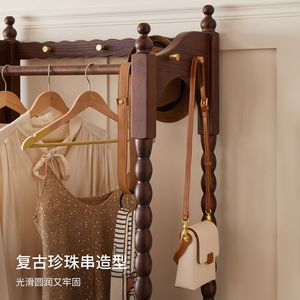 Perchero de madera maciza de estilo francés retro con espejo y almacenamiento para dormitorio y uso doméstico - Product Image 4