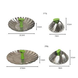 उच्च गुणवत्ता वाली रसोई स्टेनलेस स्टील स्टीमर टोकरी सब्जी स्टीमर फूड फोल्डिंग स्टीमर रैक उपकरण - Product Image 4
