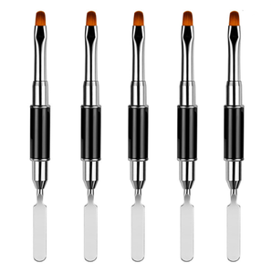 Double End Stainless Steel Nail Pusher Brush Extra Fine Synthetic Filbert Gel <b>Builder</b> Brush for Manicure Tools - Product Image 4