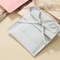 Pochette en velours A1 Heritage Tone avec nœud en ruban, logo personnalisé, 8x8cm, emballage de bijoux en tissu doux pour la mise en valeur des pierres précieuses