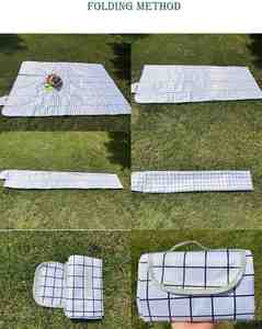 150CM*200CM Custom Printing White Plaid Leisure Outdoor Foldable Lightweight Durable Oxford Cloth Waterproof Reusable <b>Mat</b> - Product Image 2