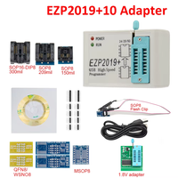 Programmateur Flash SPI USB Haute Vitesse EZP2019+ Kit Complet avec Multiples Adaptateurs de Douilles, Prise en Charge des Puces BIOS des Séries 24/25/93