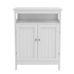 Bathroom Standing Storage Cabinet With Double <b>Shutter</b> Doors White - Product Image 3