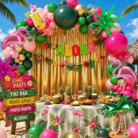Kit d'arche de ballons flamants roses tropicaux avec ballons étoiles en aluminium pour fête d'anniversaire estivale à la plage