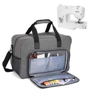 Maleta universal de máquina de costura, bolsa de sacola com múltiplos bolsos de armazenamento para a maioria das máquinas de costura padrão