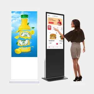 7*24 Commercial Equipment Touch Vertical Restaurant Floor Stand Poster Ultra Narrow Bezel Digital Signage Screen