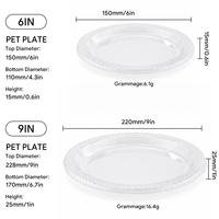 Assiette ronde jetable transparente en PET de 6/9 pouces, plateau en plastique transparent pour gâteaux et salades, idéal pour les mariages, les banquets et les événements traiteur