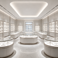 Vitrine de présentation personnalisée pour bijouterie, design intérieur de style luxueux et étoilé pour la vente de bijoux