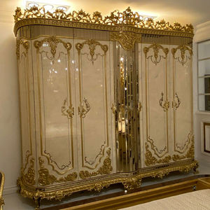 Luxus-Barock garderobe, hand geschnitztes goldenes Holz, verspiegeltes Inlay, mehrtürige Aufbewahrung, Schlafzimmer möbel im europäischen königlichen Stil - Product Image 2