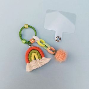 <span class=keywords><strong>Porte</strong></span>-clés en corde tressée bohème avec pompon en peluche, boule tressée arc-en-ciel, <span class=keywords><strong>porte</strong></span>-clés en macramé, breloque pour sac à téléphone, pendentif, <span class=keywords><strong>porte</strong></span>-clés - Product Image 2