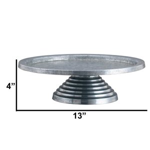 Soporte de pastel de aluminio de un solo nivel hecho a mano, herramienta de metal decorativa con acabado antiguo - Product Image 2