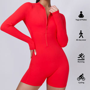 Combinaisons de sport pour femmes avec logo personnalisé, une pièce, manches longues, extensible, douce, compression, dos ouvert, légère, combinaison de yoga - Product Image 6