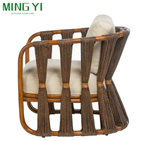 Vente en gros de meubles de patio ensembles de chaises et de tables rotin aluminium jardin rond moderne banc en bois de teck corde ensemble de table à manger d'extérieur