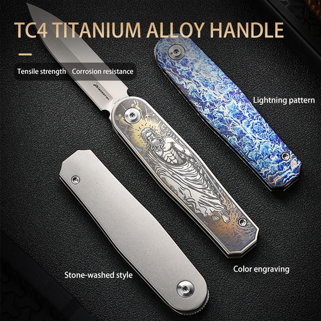PioneerEDC M390 Blade Utility Knife Titanium Alloy Pocket Knife Multi-function Folding Utility Knife Outdoor Camping EDC Tool
