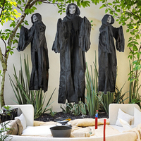 Moissonneuse squelette noir animé Décoration d'Halloween Modèle LL3-90378 Maison hantée Accessoires de fête Décorations murales