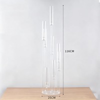 Candélabre en acrylique, centre de table, porte-bougie en cristal à 5 bras, pour mariage, dîner, fête, compatible avec les bougies LED