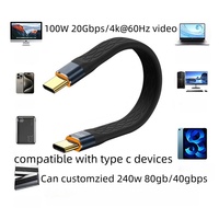 Câble de charge plat et flexible DFX USB 3.2 C vers C blindé en PVC de 15 cm 100 W avec E-Marker pour iPhone 17, MacBook, Power Bank