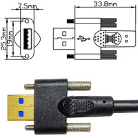 Kabel USB 3.0 1m Male ke B Male, dengan penguncian sekrup M3 ganda