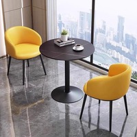 Table moderne en métal pour balcon avec dalles de roche, ensemble de deux chaises, table basse simple pour chambre à coucher, chaise de réunion pour petits espaces