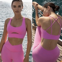 Soutien-gorge de sport évidé pour femmes et pantalon taille en V Gym Fitness Set Ladies Activewear Pilates Yoga Set