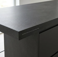 Meja Dapur Pulau Dapur Modern Dua Warna Matte Black Oak Gaya Industrial Loft Custom dari Kayu Lapis untuk Apartemen