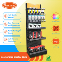 Présentoir de Sol sur Mesure en Métal pour Panneau Perforé avec Accessoires Suspendus pour Commerce de Détail, Quincaillerie et Marchandise en Magasin