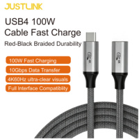 Câble USB-C vers USB-C Justlink USB3.1 20V 5A 100W avec puces intelligentes pour charge rapide 10 Gbps, idéal pour ordinateurs portables et moniteurs
