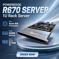 Server Rak Enterprise Dell EMC PowerEdge R670 1U dengan Chassis 8sff 2.5" SATA/NVMe/CPU Xeon 4410Y/RAM DDR5 128GB/SSD 480GB