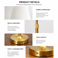 Nouvelle lampe de table en tissu à commande tactile, rechargeable par USB, pour restaurant, chevet, salle à manger, décoration de mariage et de jardin