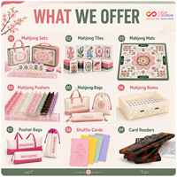 Accessoires de Mahjong Américain : 3 dés, indicateur de vent rose, jeu de jetons en plastique 5 couleurs, fournitures OEM en gros pour soirées de jeu