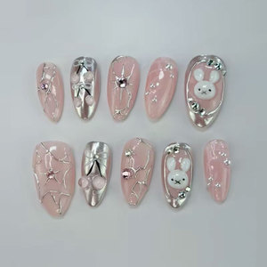 เล็บปลอมแบบสวมใส่ได้10ชิ้นเล็บกดมือ10ชิ้นดูหรูหรา - Product Image 5