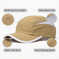 Casquettes de course à séchage rapide à 5 panneaux en nylon léger avec maille pour la course, la randonnée, la pêche, le camping et l'usage quotidien