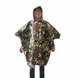 Outdoor Camouflage <b>Poncho</b> PE Material Disposable Rainwear For Camping <b>Emergency</b> Use Adult Universal Fit - Product Image 2