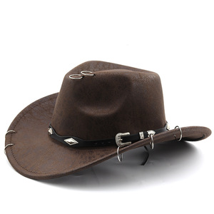 Fashionable Suede Texture Western Cowboy Hat for Men and Women, Vintage Wide-brimmed Outdoor Sunshade Jazz Hat, Riding Hat - Product Image 4