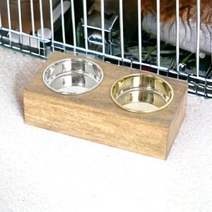 Mango Wooden <b>Cat</b>/Dog <b>Feeder</b> with Dual Stainless Steel Bowls Pet Dish Set with Stand for Water and food bowl - Product Image 5