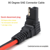 Kabel Ekstensi Konektor SAE Sudut Kanan 90 Derajat, Kabel Konektor SAE 2-Pin untuk Panel Surya, Sepeda Motor, Mobil, RV