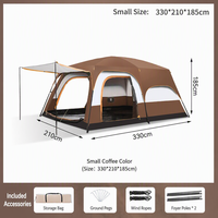 Tente de glamping 2 chambres 1 salon pour famille, extérieur, double couche, quatre saisons, imperméable, coupe-vent, polyester 210T