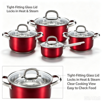 Ensemble de casseroles en acier inoxydable écologiques modernes, casserole, faitout, compatible induction, couvercle en verre, sans revêtement, passe au lave-vaisselle, pour la cuisine à domicile