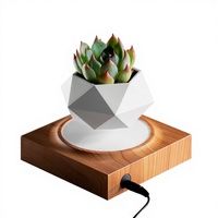 Maceta Flotante de Levitación Magnética HCNT, Plástico ABS con Recubrimiento de Cromo, Flores Artificiales, Forma Cuadrada, Estilo Minimalista