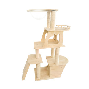 Albero per Gatti Ecologico in Legno con Tiragraffi e Giocattoli, Mensola da Arrampicata a Parete - Product Image 6