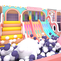 Kastil Ungu Pink Perosotan Ganda Dapur Sapi Area Interaktif Area Panjat Anak-Anak Taman Bermain Dalam Ruangan Kolam Bola Trampolin