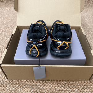 Men's Black Chunky Sneakers with Yellow Laces Casual Outdoor Hiking Inspired Platform Shoes - Product Image 4