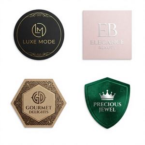 Autocollants en vinyle de luxe personnalisés de qualité supérieure avec finitions UV gaufrées à l'or, en formes carrées, hexagonales et bouclier, pour projets créatifs - Product Image 1
