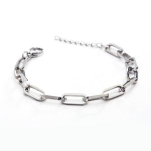 Chaîne à maillons plaqué or pour femmes, Bracelet rectangulaire, Simple et épais, Simple et droit, avec attaches en papier, nouvelle collection 2021 - Product Image 1