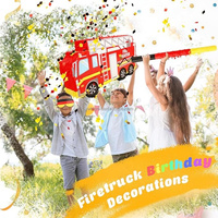 Piñata Camion de Pompiers HLC avec Boucle de Suspension, Bâton, Bandeau, Confettis, Piñata Camion de Pompiers Rouge, Cadeaux de Fête Thème Pompier