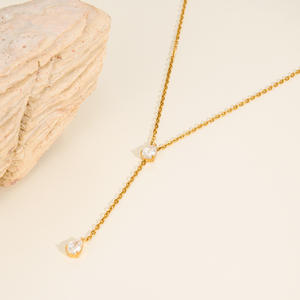 नए बोहो सुरुचिपूर्ण आंसू ड्रॉप जिरकॉन पूंछ वाली शहरी मिनी नेकलेस डेलन 18k सोने की प्लेटेड तिरश मुक्त स्टेनलेस स्टील गहने - Product Image 6