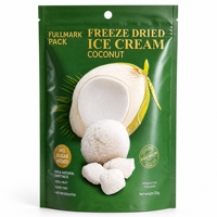 Sachet Doypack Personnalisé Imprimé pour Snacks Glacés Lyophilisés à la Noix de Coco avec Fermeture Éclair, Emballage Alimentaire de Détail, Sac Mat Haute Barrière